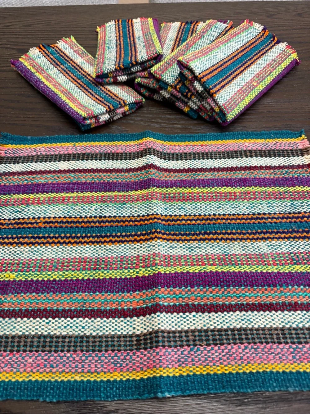 Illari Handmade Peruvian 100% Sheep Wool Placemats Set of 6 Woven Artisan